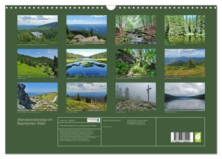 Produktbild: Wandererlebnisse im Bayrischen Wald (Wandkalender 2026 DIN A3 quer), CALVENDO Monatskalender