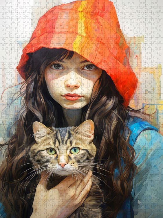 Produktbild: CALVENDO Puzzle Mann und Katze | 1000 Teile Lege-Gr&ouml;&szlig;e 64x48cm Foto-Puzzle f&uuml;r gl&uuml;ckliche Stunden
