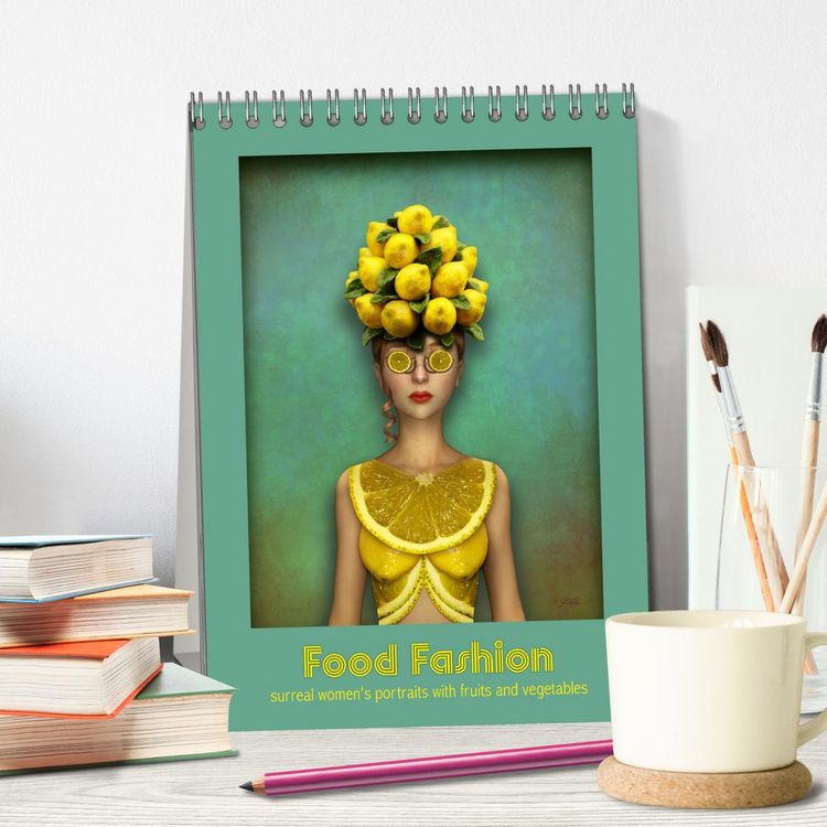 Produktbild: Food Fashion - surreal women's portraits with fruit and vegetable (Desk Calendar 2026 DIN A5 portrait), CALVENDO 12 Month DeskCalendar