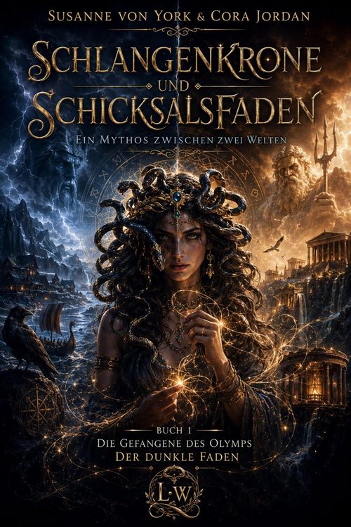 Produktbild: Schlangenkrone und Schicksalsfaden - Ein Mythos zwischen zwei Welten - Buch 1 - Die Gefangene des Olymps - Der dunkle Faden