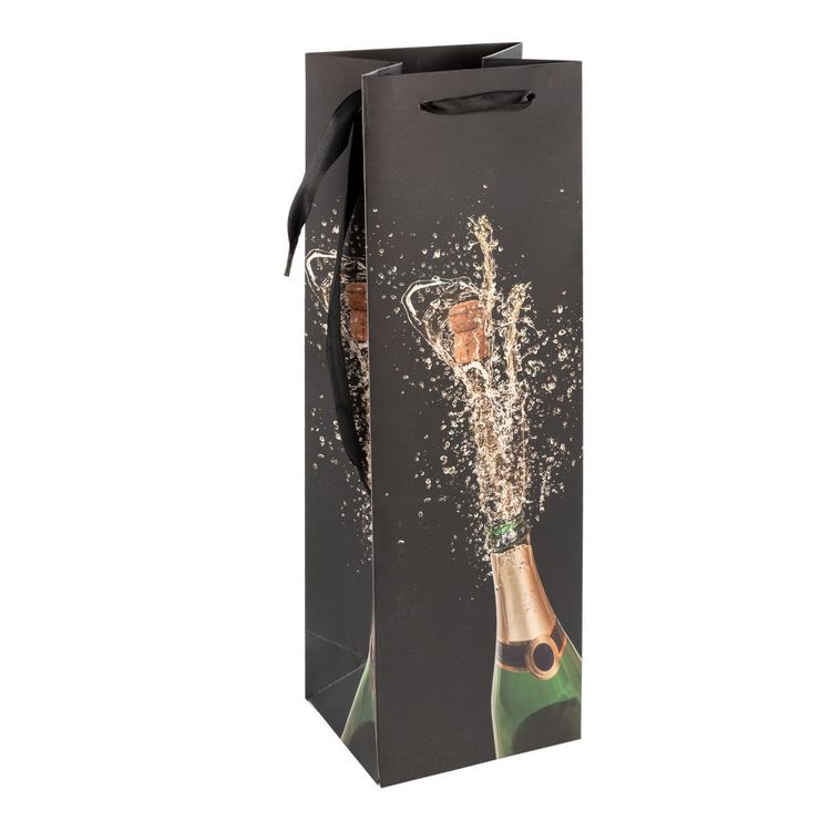 Produktbild: Idena Flaschentasche Sektflasche schwarz 12x39x10cm 210g/m&sup2;