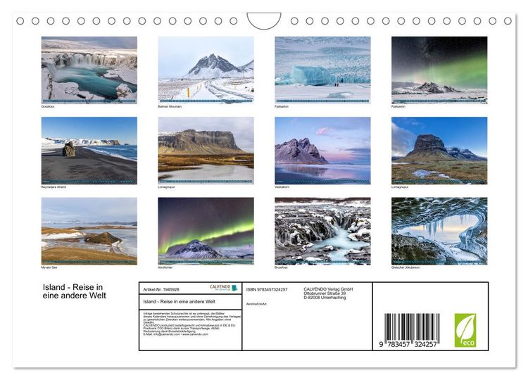 Produktbild: Island - Reise in eine andere Welt (Wandkalender 2026 DIN A4 quer), CALVENDO Monatskalender