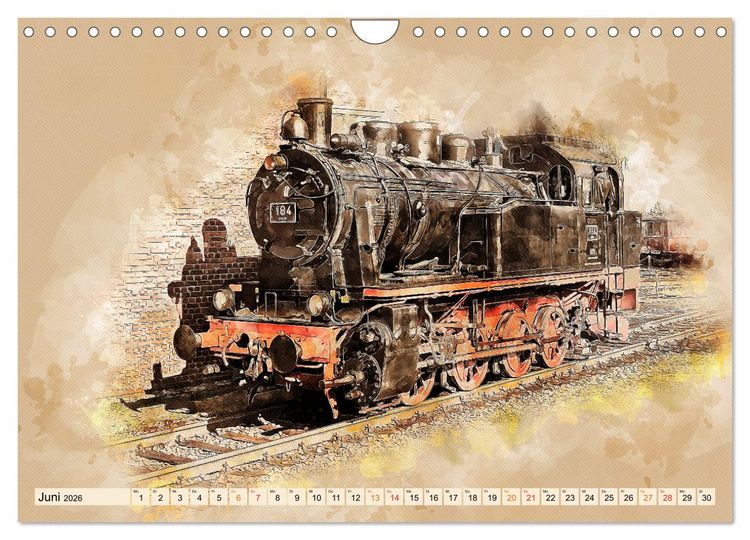 Produktbild: Dampflokomotiven - wundersch&ouml;ne Giganten auf Schienen (Wandkalender 2026 DIN A4 quer), CALVENDO Monatskalender