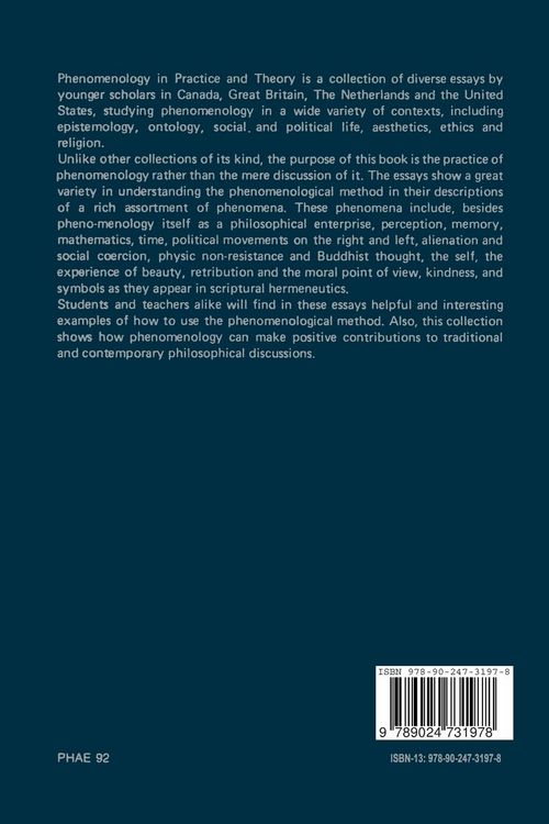 Produktbild: Phenomenology in Practice and Theory