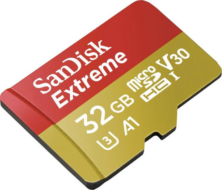 Produktbild: SanDisk Extreme&reg; Action Cam microSDHC-Karte 32 GB Class 10, UHS-I, UHS-Class 3, v30 Video Speed Class inkl. SD-Adapter, A1-Leistungsstandard