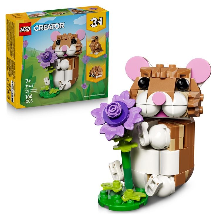 Produktbild: LEGO Creator 3-in-1-Set 31376 Niedlicher Hamster mit Blume, Spielzeug