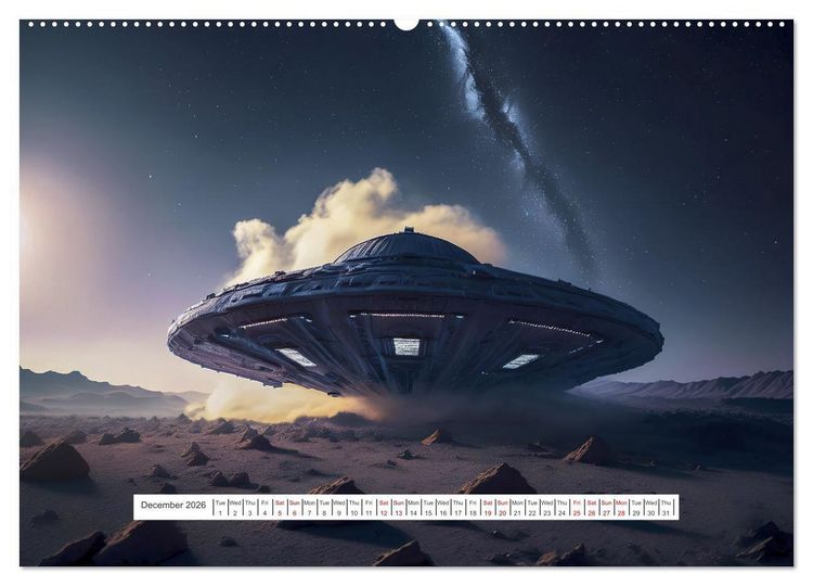 Produktbild: Flying saucers - The great journey (High Quality Premium Wall Calendar 2026 DIN A2 landscape),CALVENDO 12 Month Wall Calendar
