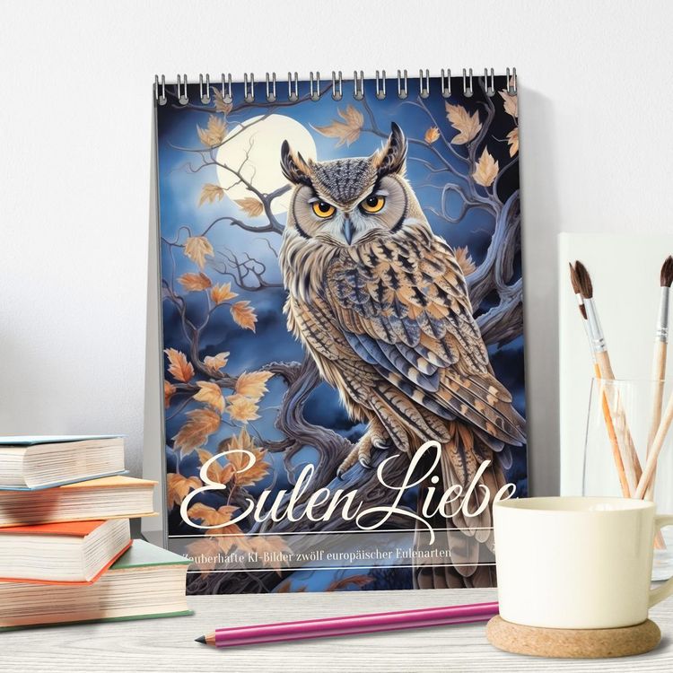 Produktbild: Eulenliebe (Tischkalender 2026 DIN A5 hoch), CALVENDO Monatskalender