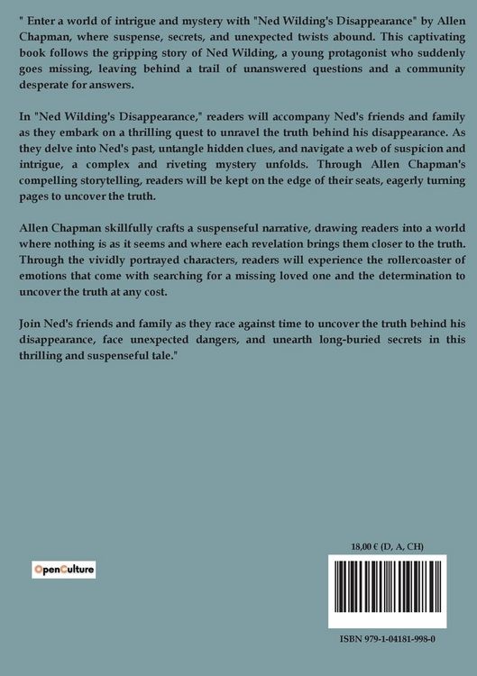 Produktbild: Ned Wilding's Disappearance