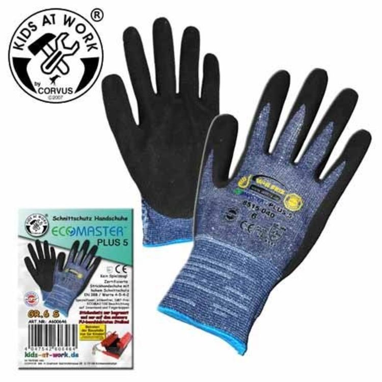 Produktbild: Corvus A600646 - Kids-at-Work, ECO-Master Plus 5, Schnittschutz-Handschuhe, Gr&ouml;&szlig;e 6 S, Arbeits-Handschuhe