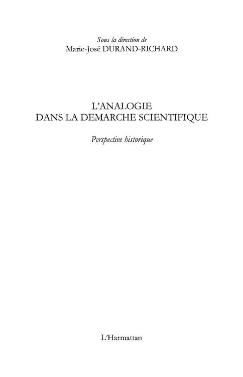 Produktbild: L'analogie dans la demarche scientifique