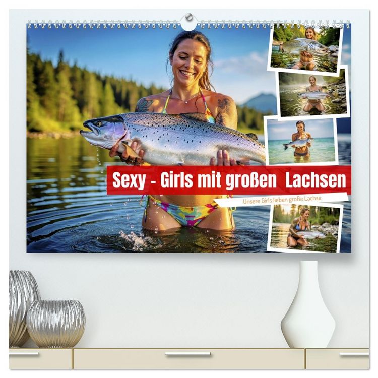 Produktbild: Sexy - Girls mit gro&szlig;en Lachsen (hochwertiger Premium Wandkalender 2027 DIN A2 quer), Kunstdruck in Hochglanz
