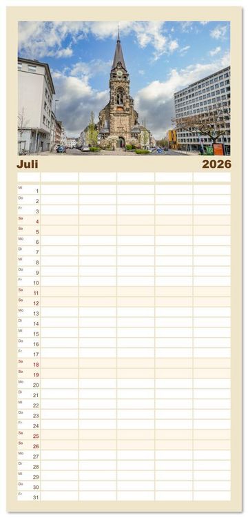 Produktbild: Familienplaner 2026 - Aachen Impressionen mit 5 Spalten (Wandkalender, 21 x 45 cm) CALVENDO