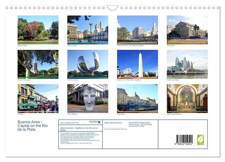 Produktbild: Buenos Aires - Capital on the Rio de la Plata (Wall Calendar 2026 DIN A3 landscape), CALVENDO 12 Month Wall Calendar
