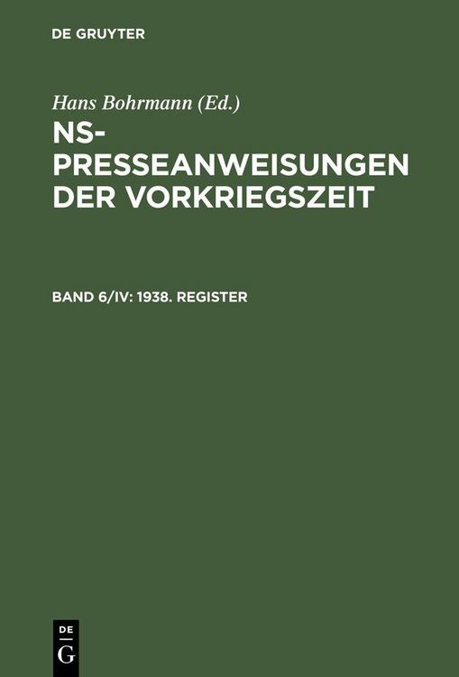 Produktbild: 1938. Register