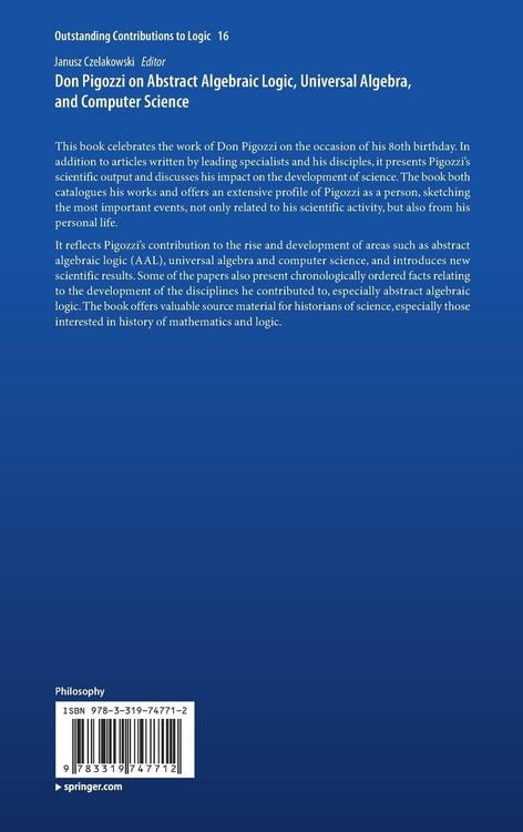 Produktbild: Don Pigozzi on Abstract Algebraic Logic, Universal Algebra, and Computer Science