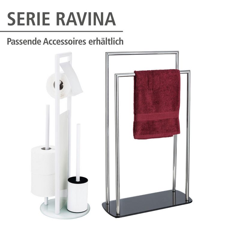 Produktbild: Stand WC-Garnitur Mod. Ravina Wei&szlig;, 3-in-1 Funktion mit Ersatzrollenhalter
