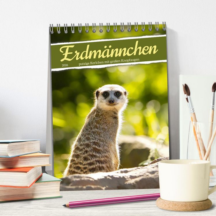 Produktbild: Erdm&auml;nnchen, putzige Kerlchen mit gro&szlig;en Knopfaugen (Tischkalender 2026 DIN A5 hoch), CALVENDO Monatskalender