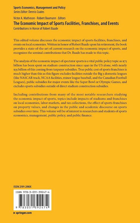 Produktbild: The Economic Impact of Sports Facilities, Franchises, and Events