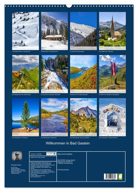 Produktbild: Willkommen in Bad Gastein (Wandkalender 2026 DIN A2 hoch), CALVENDO Monatskalender