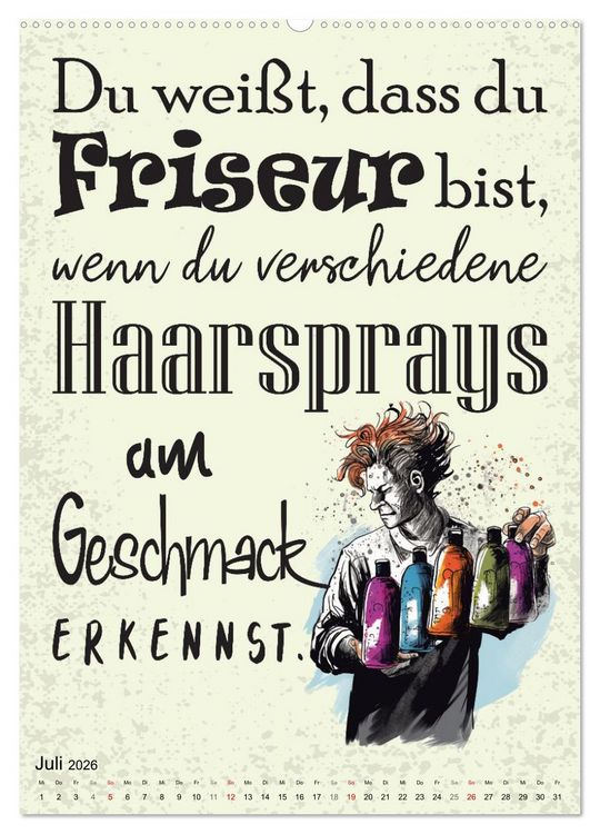 Produktbild: Haarige Friseurspr&uuml;che (Wandkalender 2026 DIN A2 hoch), CALVENDO Monatskalender
