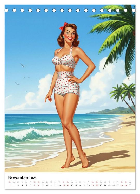 Produktbild: Charme & Kurven: Die Pin-ups der Golden 50s (Tischkalender 2026 DIN A5 hoch), CALVENDO Monatskalender