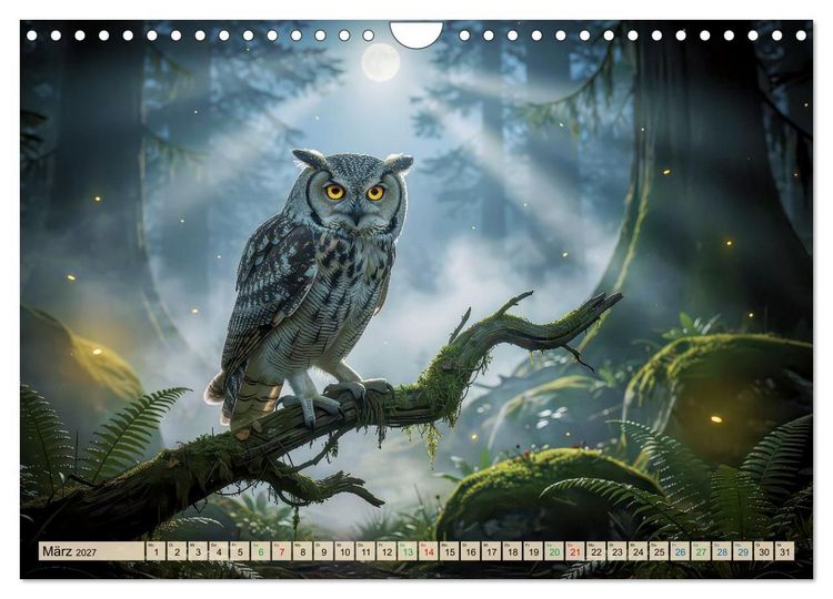 Produktbild: Eulen - furchtlos und elegant (Wandkalender 2027 DIN A4 quer), CALVENDO Monatskalender