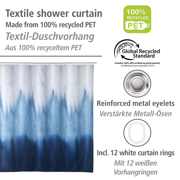 Produktbild: Duschvorhang Mod. Alara, 180 x 200 cm, Textil (100 % recyceltes Polyester)
