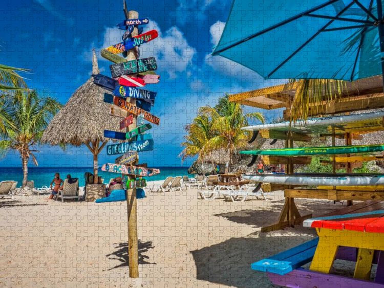 Produktbild: CALVENDO Puzzle Cura&ccedil;ao - bunte Insel in der Karibik | 1000 Teile Lege-Gr&ouml;&szlig;e 64x48cm Foto-Puzzle f&uuml;r gl&uuml;ckliche Stunden