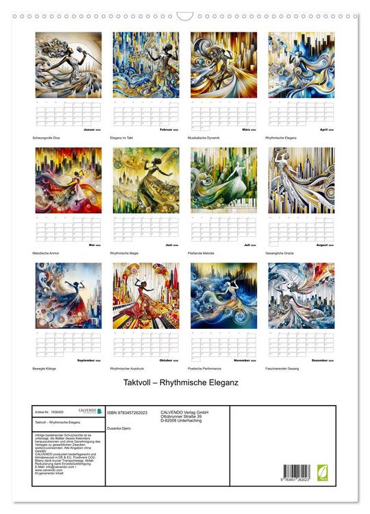 Produktbild: Taktvoll &ndash; Rhythmische Eleganz (Wandkalender 2026 DIN A2 hoch), CALVENDO Monatskalender
