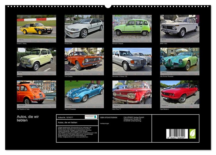 Produktbild: Autos, die wir liebten (Wandkalender 2026 DIN A2 quer), CALVENDO Monatskalender