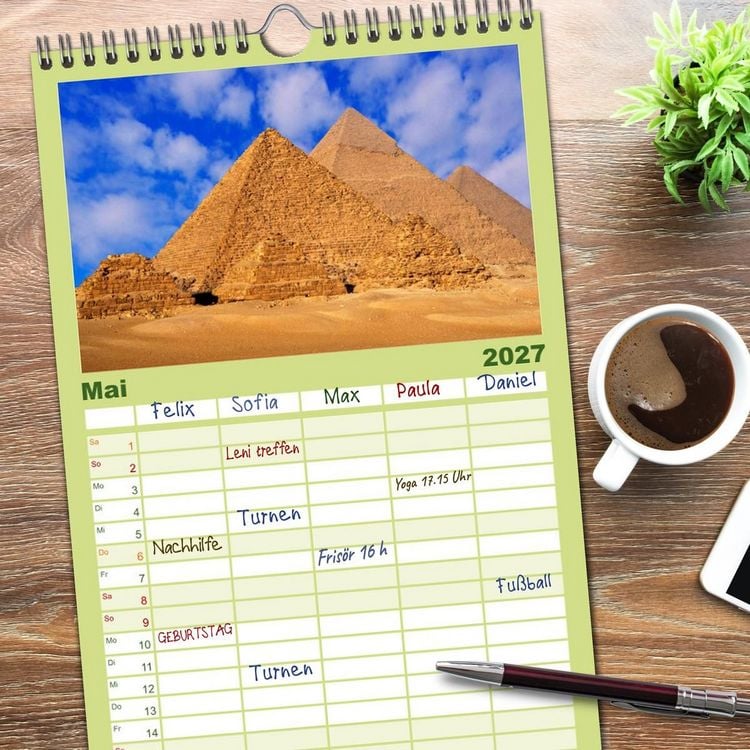 Produktbild: Familienplaner 2027 - &Auml;gypten mit 5 Spalten (Wandkalender, 21 x 45 cm) CALVENDO