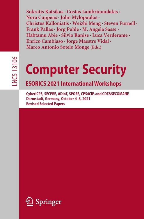 Produktbild: Computer Security. ESORICS 2021 International Workshops