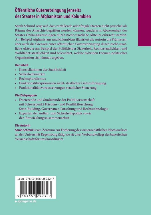 Produktbild: &Ouml;ffentliche G&uuml;tererbringung jenseits des Staates in Afghanistan und Kolumbien