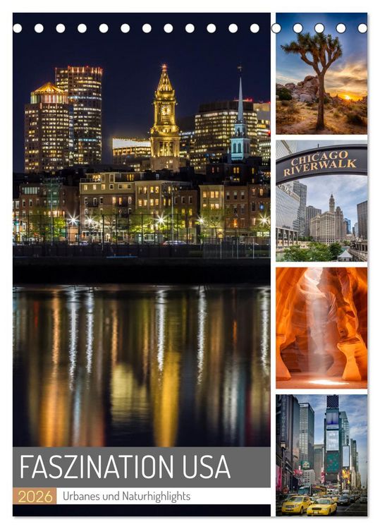 Produktbild: FASZINATION USA Urbanes und Naturhighlights (Tischkalender 2026 DIN A5 hoch), CALVENDO Monatskalender