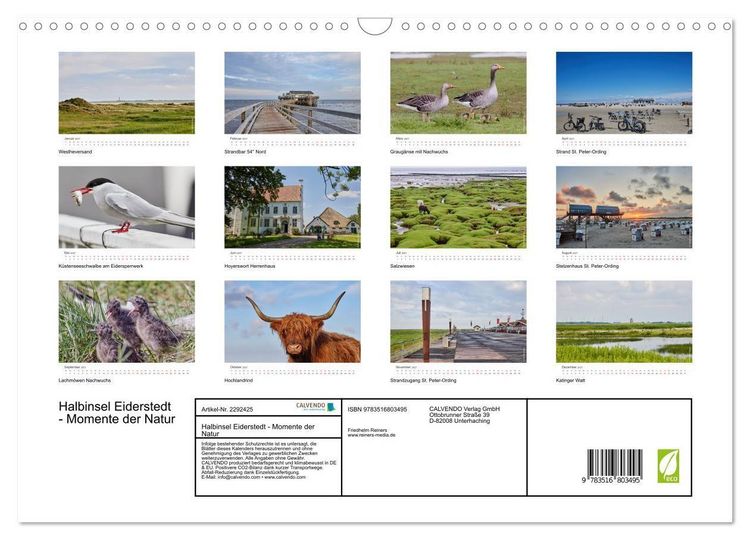 Produktbild: Halbinsel Eiderstedt - Momente der Natur (Wandkalender 2027 DIN A3 quer), CALVENDO Monatskalender