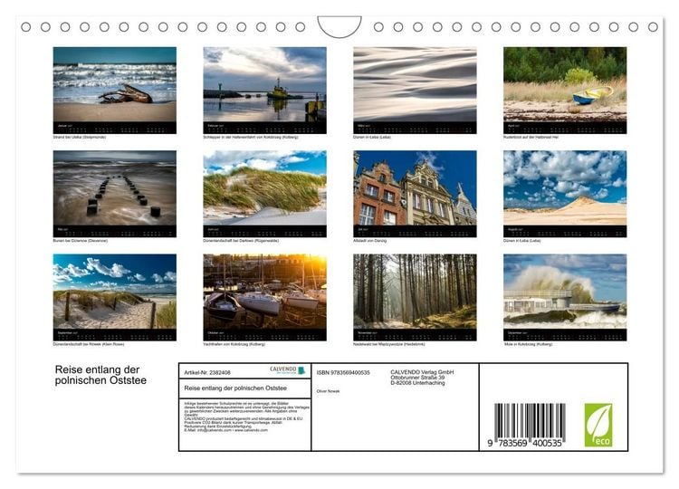 Produktbild: Reise entlang der polnischen Oststee (Wandkalender 2027 DIN A4 quer), CALVENDO Monatskalender