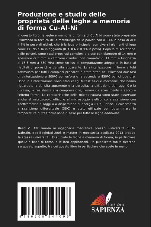 Produktbild: Produzione e studio delle propriet&agrave; delle leghe a memoria di forma Cu-Al-Ni