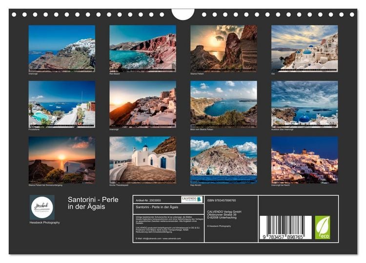 Produktbild: Santorini - Perle in der &Auml;gais (Wandkalender 2026 DIN A4 quer), CALVENDO Monatskalender