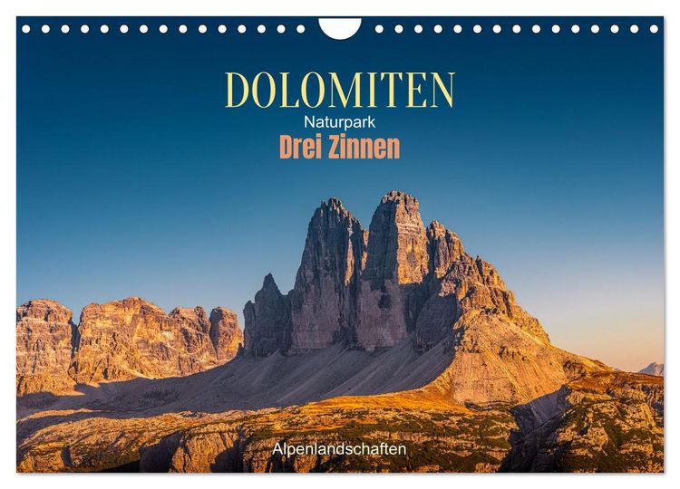 Produktbild: Dolomiten, Drei Zinnen Naturpark: Alpenlandschaften (Wandkalender 2026 DIN A4 quer), CALVENDO Monatskalender