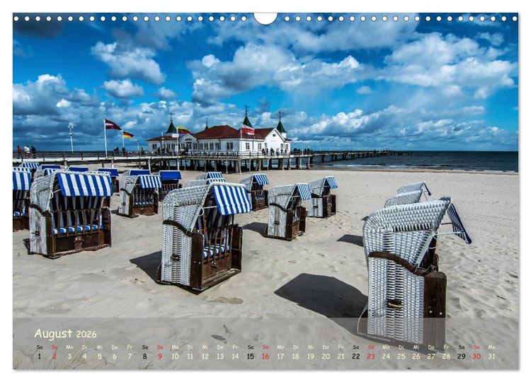 Produktbild: K&uuml;stenimpressionen von den Ostseeinseln R&uuml;gen und Usedom (Wandkalender 2026 DIN A3 quer), CALVENDO Monatskalender