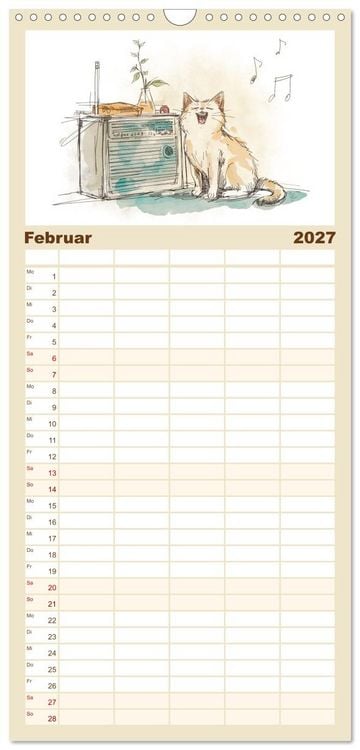 Produktbild: Familienplaner 2027 - Kleine Schnurr-Momente f&uuml;rs Herz mit 5 Spalten (Wandkalender, 21 x 45 cm) CALVENDO