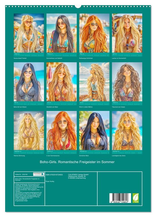 Produktbild: Boho-Girls. Romantische Freigeister im Sommer (hochwertiger Premium Wandkalender 2026 DIN A2 hoch), Kunstdruck in Hochglanz