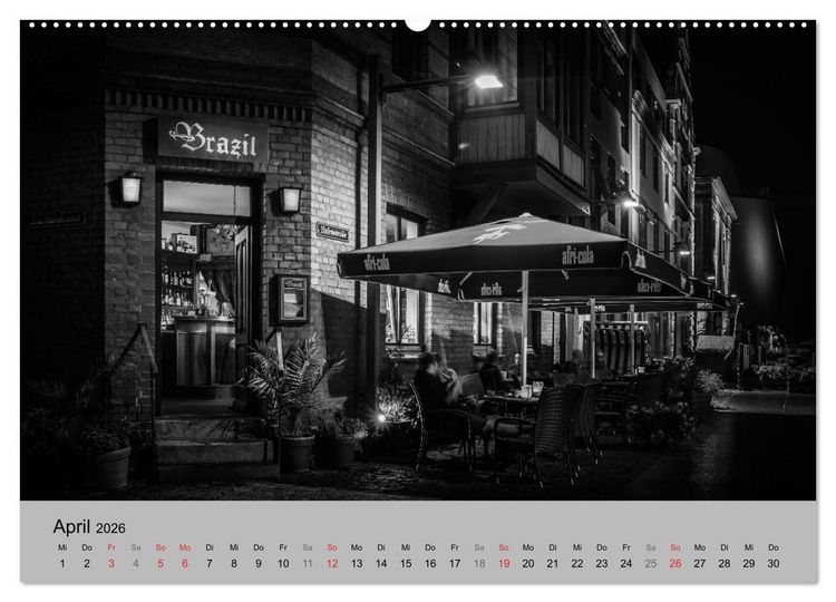 Produktbild: Hansestadt Stralsund bei Nacht (mit GPS-Koordinaten) (Wandkalender 2026 DIN A2 quer), CALVENDO Monatskalender