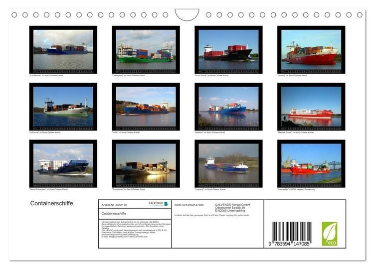 Produktbild: Containerschiffe (Wandkalender 2027 DIN A4 quer), CALVENDO Monatskalender