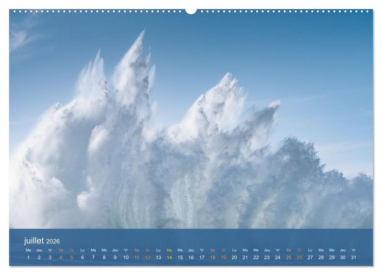 Produktbild: Temp&ecirc;tes c&ocirc;ti&egrave;res - La puissance brute des vagues (Calendrier mural 2026 DIN A2 vertical) calendrier de bureau