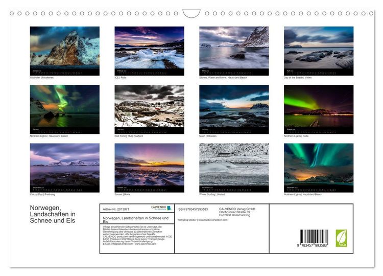 Produktbild: Norwegen, Landschaften in Schnee und Eis (Wandkalender 2026 DIN A3 quer), CALVENDO Monatskalender