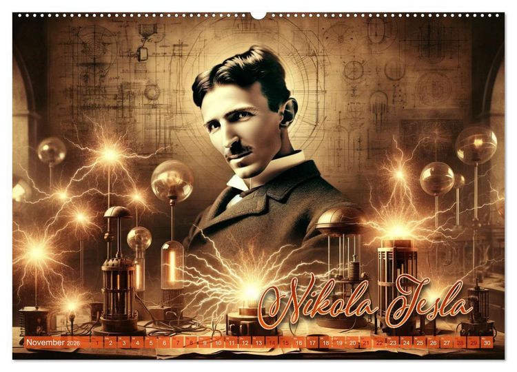 Produktbild: Genies der Geschichte - Ein KI Kalender (Wandkalender 2026 DIN A2 quer), CALVENDO Monatskalender