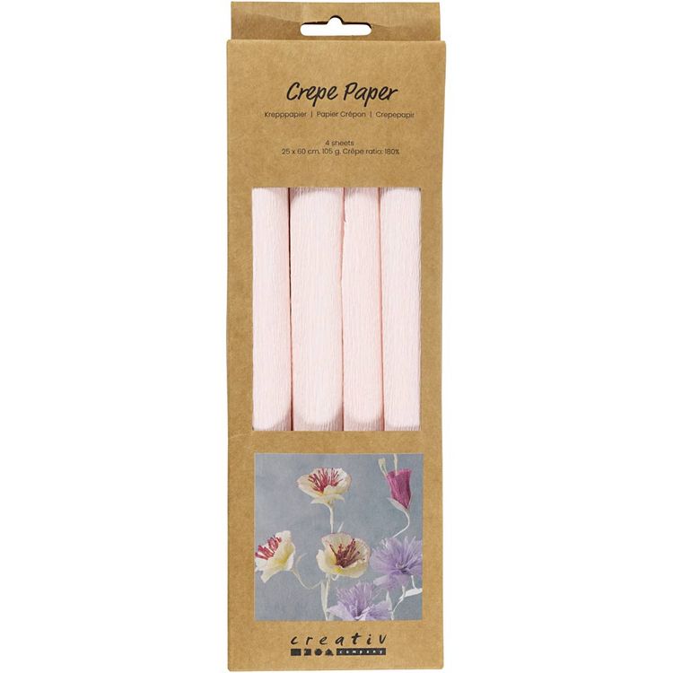 Produktbild: Creativ Company Krepppapier, Blatt 25x60 cm, Kreppanteil: 180%, 105 g, Rosa mattiert, 4 Blatt
