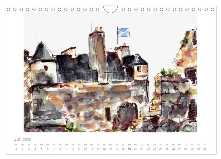 Produktbild: Schottland Reiseskizzen (Wandkalender 2026 DIN A4 quer), CALVENDO Monatskalender